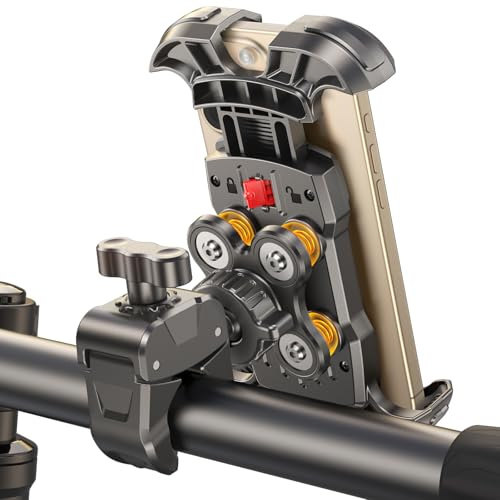 Rolgno Bike Phone Holder, [Vibration Damper & Tool-Free] Motorbike Phone Holder, [Silicone Cushion] Bike Phone Mount with Security Lock Compatible with iPhone, Galaxy and 4.7-6.9'' Smartphones