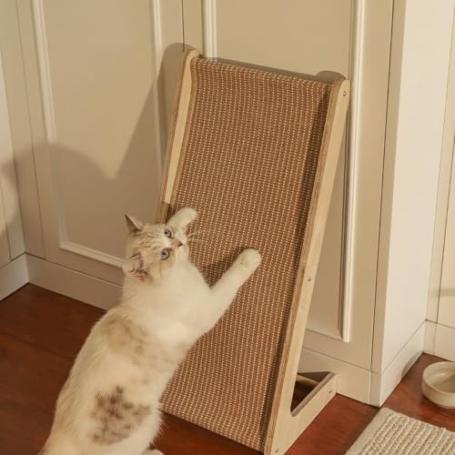 Rascador para gatos, sisal en forma de L, 69 cm de alto, con marco de | Rascador para gatos 2 en 1 para rascar, jugar y relajarse, protege el sofá y los muebles, diseño de ahorro de espacio para el