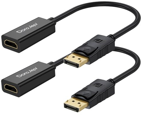 DoroJepi 4K DisplayPort to HDMI Adapter 2 Pack, UniDirectional DP Male to HDMI Female Converter Compatible with Lenovo,HP,AMD,NVIDIA,Monitor,HDTV,Projector,Laptop,Computer