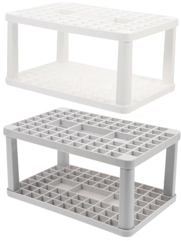 Healifty 2 pièces Range Pinceaux Maquillage Support Organisateur Bureau pour Pinceaux Crayons et Marqueurs Rangement Maquillage Blanc et Gris