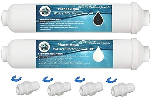 1/2 Jahres Ersatzfilter Patronen inkl. Wasser Anschluss Adapter Fitting für Osmoseanlage Wasserfilter - Sedimentfilter & Aktivkohlefilter Umkehrosmose Osmose Trinkwasser Aquarium