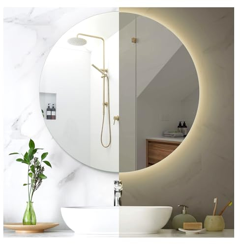 Bilderdepot24 Badezimmerspiegel mit Beleuchtung LED Spiegel - 40 cm Ø - runder Badspiegel mit Licht - Design Spiegel für Bad und Gäste WC hinterleuchtet - beleuchteter Wandspiegel - OZ-LED_FI