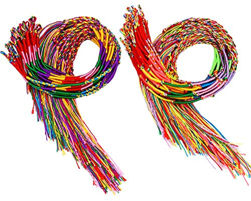 Resinta 100 stycken handgjorda flätade armband blandade färger vänskapssnören tråd armband festtillbehör presenter för handled vristlänk