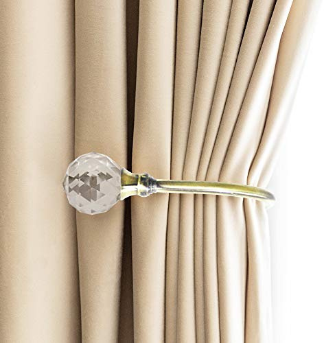 PHOEWON® 2 Pack Vorhang Raffhalter Kristall GardinenhalterVorhang Holdbacks Metall Raffhalters, Raffbügel für Vorhang (Klein, Bronze)