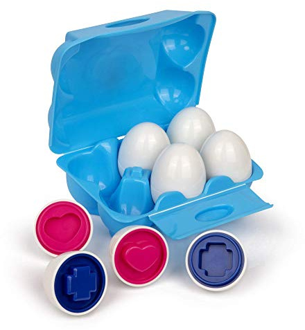 Playkidz Uova per smistare le forme - Giocattolo evolutivo ed educativo - Mezza dozzina (6) pezzi da mescolare e abbinare colore o forma - Consigliato a partire dai 18 mesi