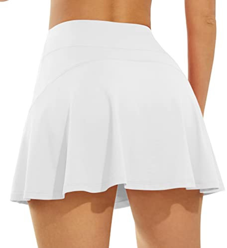 Persit Tennisrock Damen Hosenrock, 2-in1-Sportrock Sport Skorts Kurz Outdoor Sommerrock Weiß-S