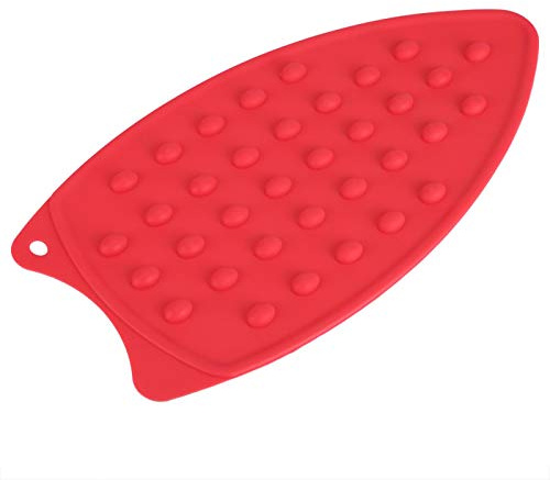 Tyenaza Silikon-Eisenauflagematte, rutschfeste, hitzebeständige Silikon-Eisenmatte, rutschfeste, hitzebeständige Bügelauflage aus Gummihalterauflage(rot)
