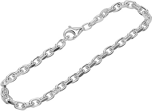 NKlaus Armband 925 Sterling Silber, diamantiert Ankerkette fach, 1 Stück | Unisex; Länge: 19cm; Breite: 3,77mm; 17,5cm