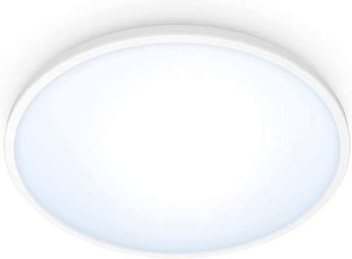 WiZ – Lámpara inteligente Plafón de techo Superslim LED 16W, Luz Blanca de Cálida a Fría,Wi-Fi, con tecnología SpaceSense y compatible con Alexa y Google Home, 29cm diámetro - Color Blanco