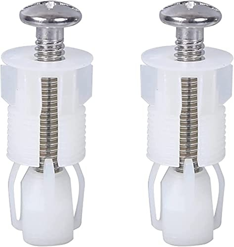 2pcsToilet Seat Fittings&Fixture,Toilet Lid Screw,Toilet Seat Screw Fitting | Top Fixing Hinges Screws Expanding Nylon Nuts White Fixing Bolt for Toilet Covers Blind Hole Fitting WC Replacement Kit