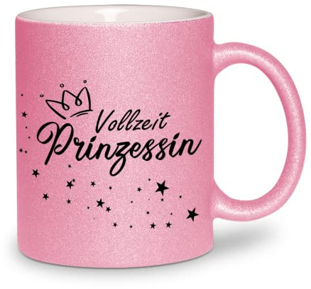 glitzertassen.de® | Vollzeit Prinzessin | Tasse mit Glitzer | Geschenkidee | Rosé
