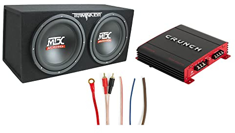 MTX Terminator Dual 12 Subwoofer Box, Class A/B Amp, & Wiring Kit w/RCA