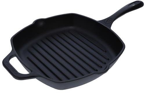 VICTORIA Padella Bistecchiera in Ghisa Smaltata Induzione da 25x25 cm, Adatta per, Fuoco, Barbecue, Forno, Vetroceramica e Gas, Cast Iron Skillet Senza Sostanze Tossiche, Senza PTFE e PFOA