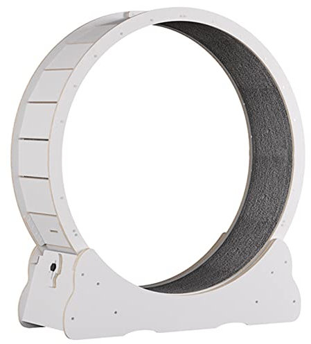 Cat-Laufband, Cat-Laufrad mit Sicherungsstift, Cat-Laufrad zur Gewichtsreduktion mit Laufbahn mit Teppich, No-Gap-Design, Großes Cat-Laufrad mit Geräuschlosen Rollen,White-S