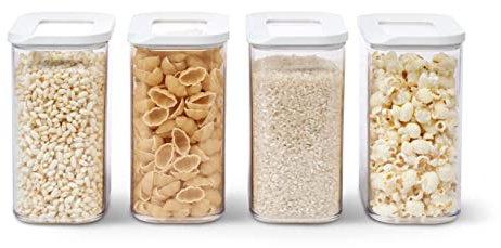 Mepal - Set di 4 pezzi - Contenitori Plastica per Alimenti con Coperchio - Organizzatori da Cucina - Trasparente, Impilabili & Ermetici - 4 x 1000 ml - White