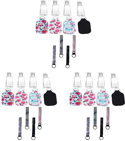 minkissy Lot de 12 porte-clés avec couvercle de bouteille, porte-clés portable, mini bouteille de, distributeur de pour les mains, bouteilles de voyage pour articles de toilette,