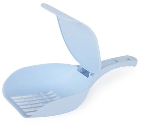 BAMFY Pelle Litiere Chat avec Un Couvercle, Plastique Pelle A Litiere Chat avec Tamis à Gros Trous Les Fournitures De Nettoyage Pelle à Chat for Bac à Litière (Color : Bleu)