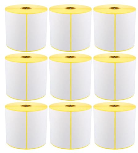 ARLI Thermoetiketten 100 x 150 mm | 9x Rollen (4500 Etiketten) | 500 Stück pro Rolle Kern 25,4 mm Perforiert/Perforation Permanent haftend Thermodirekt Etiketten Versandetiketten für Thermodrucker
