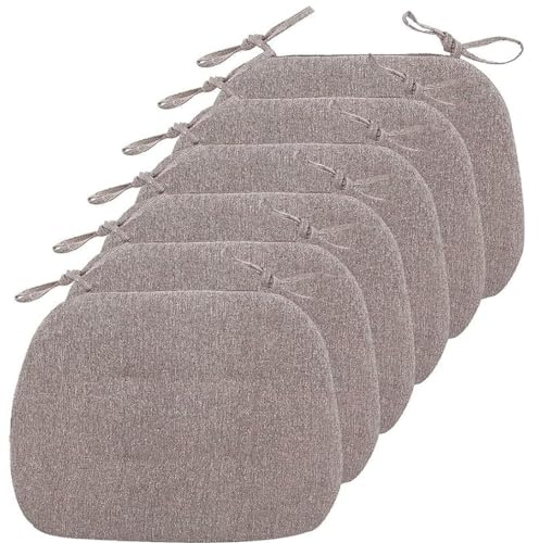 UHVUJDUI Halbrund Stuhlkissen 6er 4er Set,Waschbar Sitzkissen Stuhl rutschfest,Baumwolle Sitzpolster Mit Bändern Stuhlauflage Bodenkissen Für Küche Esszimmer Garten(Coffee Colour,43x41cm(6 Pcs))