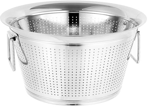 Cestello scolaverdure, scolapasta in acciaio inox con doppi manici, scolapasta microforato con presa facile per scolare pasta cotta, tagliatelle, lavare verdure, frutta e riso