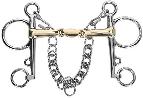 XHTLLO Pelham-Gebiss, Edelstahl-Pelham-Gebiss mit gegliedertem Silikon-Messing-Anschluss und Kettendekoration, Robustes Reitzubehör