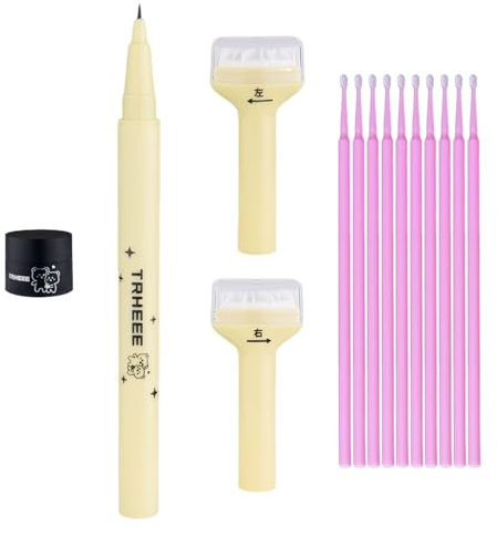 2 PCS Lower Lash Stamp Eyeliner Stempel Wimpern Stempel Wasserfester Wimpernstempel Wiederverwendbar Wird mit 10 Wattestäbchen Geliefert Wasser- und Schweißfest (Naturschwarz Mokkabraun)