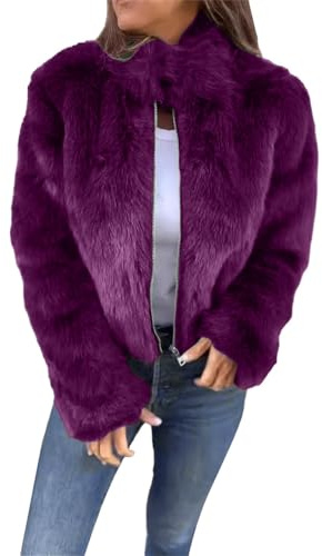 Cocila Ropa Vestir Mujer Talla Grande Chaqueta corta de imitación mujer, cárdigan peludo cálido con parte delantera abierta, abrigo informal de manga larga Abrigo Borrego