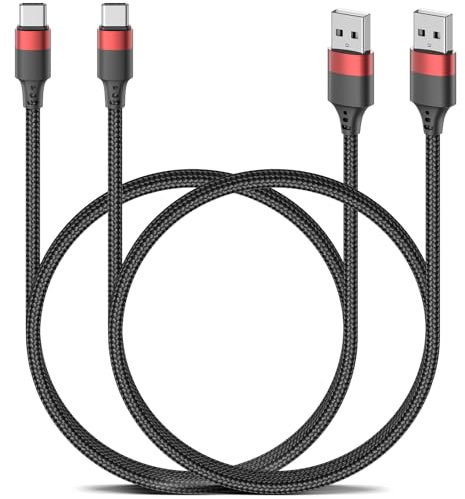 USB C Charger Cable 1M, 2 Pack Braided USB to USB C Cable, Type C Cord Fast Charging for iPhone 17 16 15 Samsung Galaxy S24 S23 S22 Note 20 10 A50 A20 Moto G LG Huawei