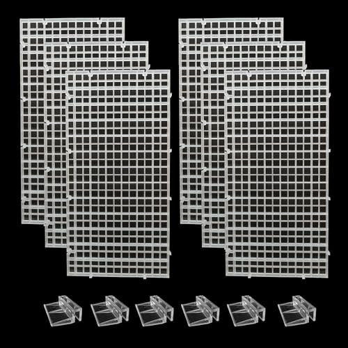 JBBCMY 6 Stück Abdeckung für Aquarien, Deckel für Aquarien, Kunststoffgitter, Filter, untere Schale, 6 Aquarium-Abdeckungs-Clips, Acryl, transparent, Clip-Halterung