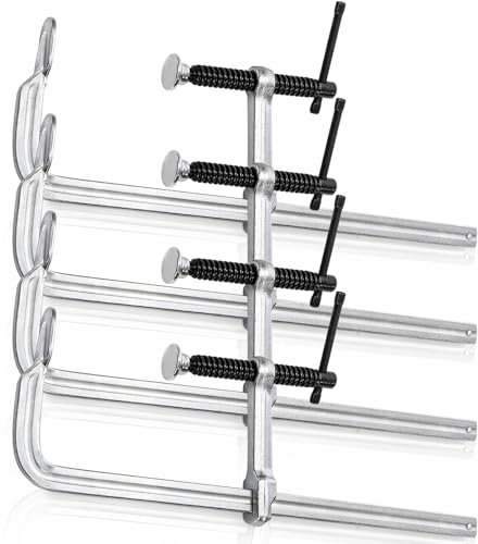SOUJOY 4 Pack Bar Clamp for Welding, 12 Inch F Clamp, Light -Duty Steel Drop Forged Bar Clamps with Max 450Lbs Load Limit for Welding, Woodworking, Metal working, DIY and Crafts