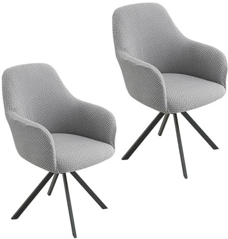 2er/4er Stuhlhülsen mit Armlehne - Jacquard Universal Abnehmbarer Stretchbezug, Waschbar für Esszimmer, Hotel, Wohnzimmer, Hochzeit (Hellgrau 2er Set)