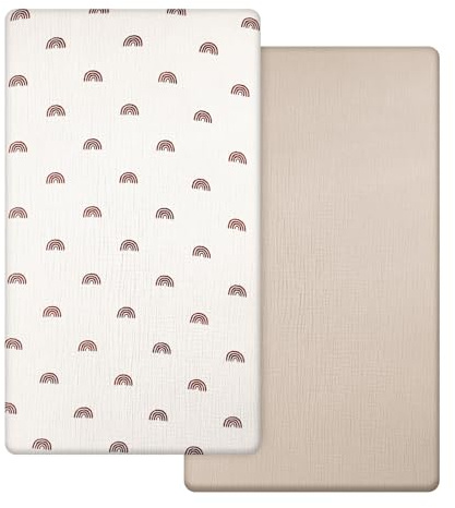 Spannbettlaken 70x140 cm, 100% Musselin Baumwolle Bettlaken Kinderbett | Weich und Atmungsaktiv, Spannbettlaken Babybett 70x140, Matratzenbezug für Babybetten, 2er Pack