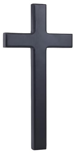 nbeads Hölzernes Wandkreuz, 30x14.8cm Schwarzes handgefertigtes Wandkreuz mit Dekoration Kirche Gebet Kreuz für Ostern Party Home Wohnzimmer Wanddekoration