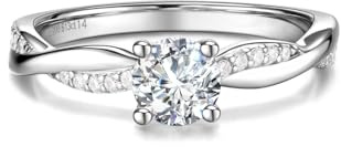 FANCIME 0,5 Karat Lab-Grown Diamant Ringe Damen, Elegantes Timeless Ringe aus 925 Sterling Silber Verlobungsring Hochzeit Valentinstag Schmuck für Damen Frauen Sie (D-E Farbe, VS Clarity)