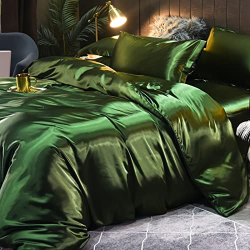 Lussuoso set di biancheria da letto super king size, in seta di gelso, con copripiumino e federe in raso di seta, delicato sulla pelle e rinfrescante, biancheria da letto estiva 220 x 240 cm (4 pezzi)