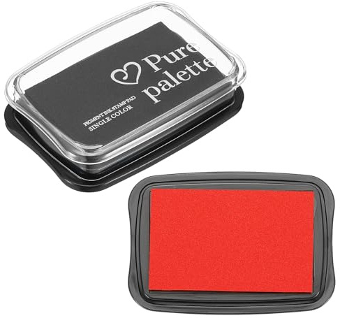 PATIKIL 3x2 Large Stamp Pad, 2Pcs Washable Craft Ink Pad for Rubber Stamp Card Making Stamping Scrapbook Fingerprint Handprint, Red/Black