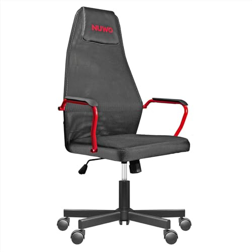 Nuwo Grid Sedia da Gaming, Girevole, Regolabile in Altezza, Sedia da Scrivania e Ufficio Ergonomica, Seduta e Schienale Traspirante, Portata 110 Kg, Rosso