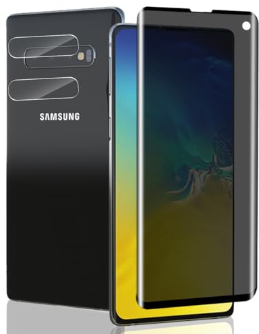 Jaavkkma 1 Stück Sichtschutz Schutzfolie für Samsung Galaxy S10 4G Panzerglas + 2 Stück Kamera Schutzglas, Härte 9H/Anti-Spy, Displayschutzfolie für Galaxy S10 4G - Privacy Gehärtetes Glas