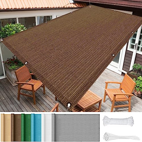 Tenda parasole rettangolare in HDPE, 3 x 7,5 m, blocco UV 95%, resistente per giardino, patio, prato, colore marrone, perfetta per protezione solare e ombra