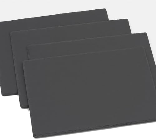 hausleben Schieferplatten 35x25cm 4er Set – Servierplatten Sushi Tapas Käse