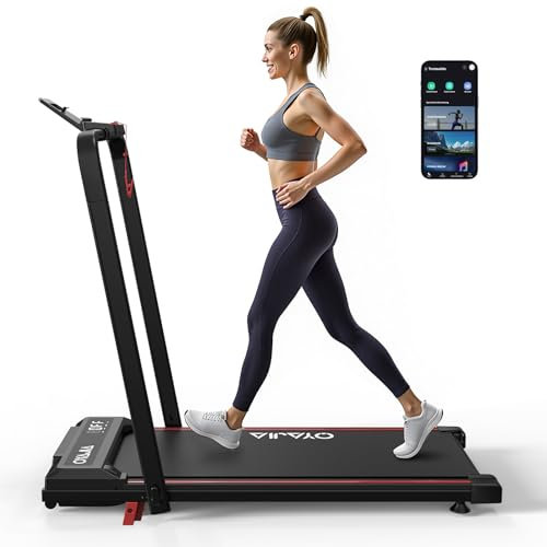 Elektrisches Laufband 1-12km/h mit LED-Anzeige und Bluetooth-Lautsprecher - Walking Pad mit Fernbedienung und App, Platzsparend Bis zu 120kg für Zuhause und Büro