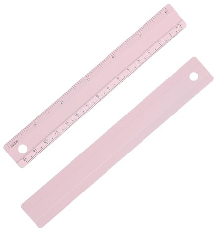 PATIKIL 15 cm/6 tum metalllinjal, 2 st metrisk linjal av aluminiumlegering med tum och centimeter precisionsmätning för kontorsteknik utkast stil 2, rosa