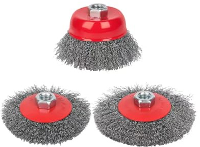 3Pcs Angle Grinder Wire Wheel Brush Kit, 3 Cup + 4 & 4.5 Disc Brushes for Heavy Duty Rust Remover, Metal Surface Cleaner Fits Grinders & Drills