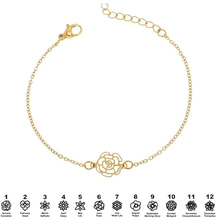 KWCLTH Geburtsblumen-Halskette – Individuell gestaltete Halskette mit 1–6 Geburtsmonatsblumen als Geschenk für sie, Mama, Freundin, Schwester – Personalisiertes Muttertags- und Geburtstagsgeschenk
