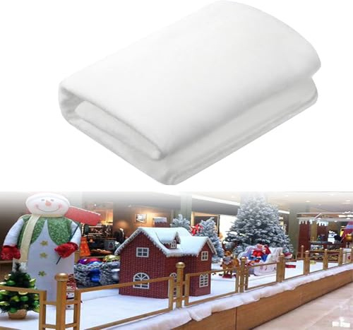 YITONGFU Coperta di Neve di Natale,Neve Finta，Coperta di Neve di Natale,Tappeti di Neve Sfondo Natale,Decorazione Invernale (80 x 240 cm)