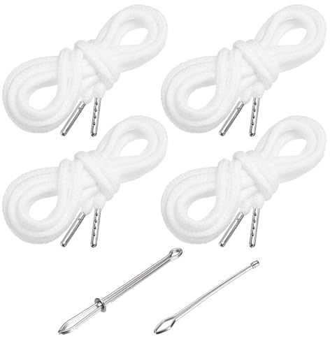 PATIKIL Drawstring Cords 130cm / 51 Inch, 4pcs Replacement Draw Strings with 2pcs Easy Threaders for Shorts Pants Jackets Coats Sweatpants Hoodie, White