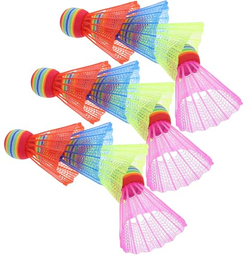 UPKOCH Lot de 12 Volants de Badminton en Plastique Multicolores Grosse Tête, Légers et Résistants, pour Entraînement Intérieur et Extérieur, Équipement Sportif pour Débutants Garçon