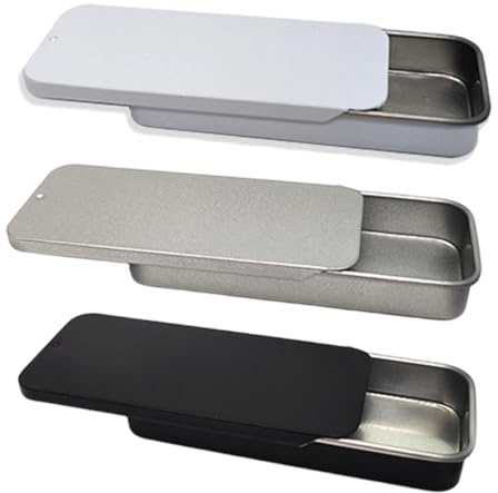 AEUXZA 3er Set kleine Metall Aufbewahrungsbox mit Schiebedeckel, tragbare Dose für Wattestäbchen, Zahnstocher & Reiseaccessoires (Schwarz+Weiß+Silber)