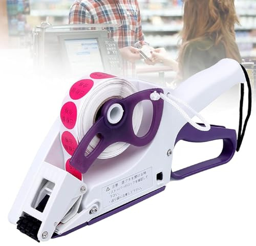 Label Applicator, Handheld Barcode Sticker Gun, Automatic Price Labeling Machine for Round Bottles, Boxes, Fruits