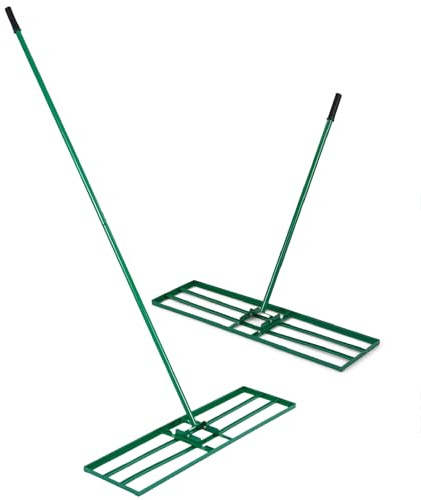 TANGZON Gräsmattautjämnare, 91/106 x 25 cm metallplatta med markjämnare och 175 cm ergonomiskt långt handtag, kraftigt gräsmattautjämnare (svart, 36” x 10”/91 x 25 cm)